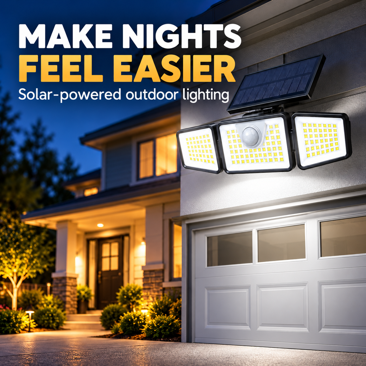 ๐ก Three-Head Solar Motion Security Light | Adjustable Outdoor Wall Light