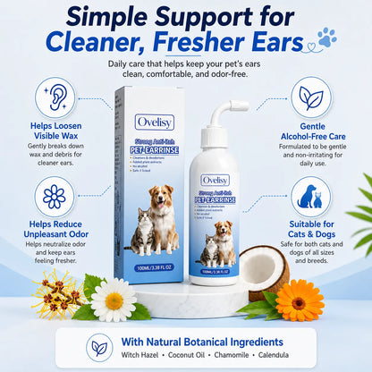Gentle Pet Ear Wash | Odor-Free Cleaning for Dogs & Cats