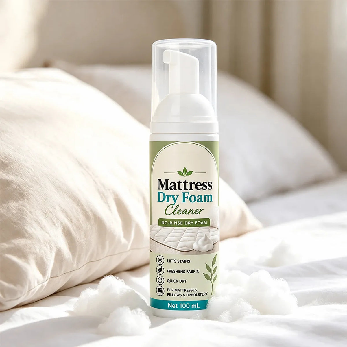 No-Rinse Mattress Dry Foam Cleaner-Enzyme- Powered Formula with Quick-DryTechnology- deal for Mattresses Sofas, Car Seats & pillows