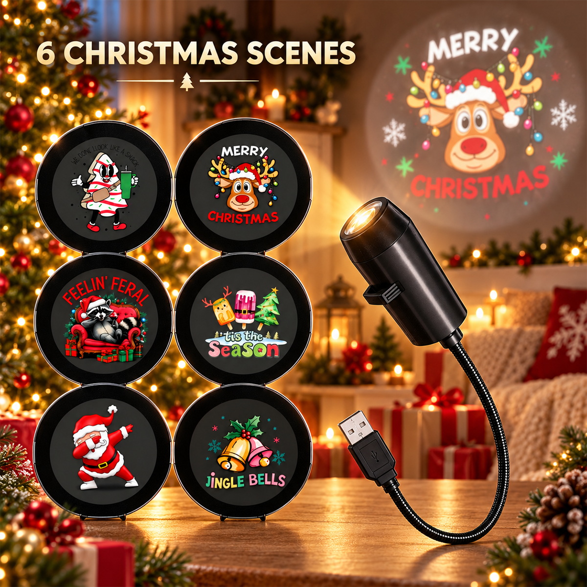 Plug‑and‑Play HD Holiday Projector, Multi‑Scene Projection Light for Christmas, Halloween & Faith‑Themed Decor