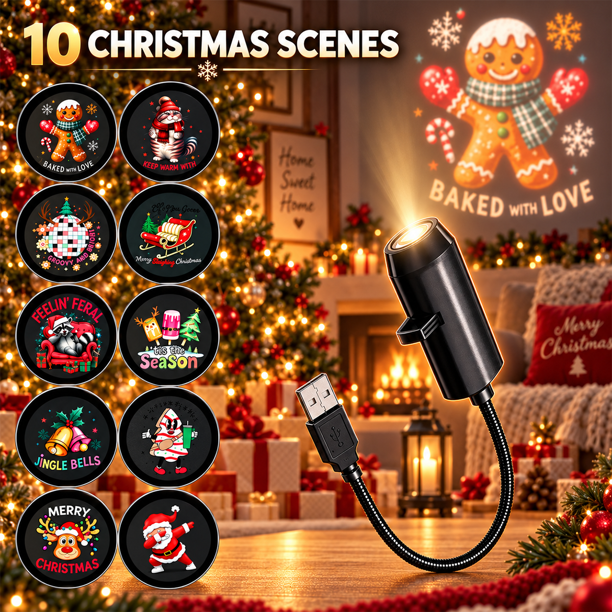 Plug‑and‑Play HD Holiday Projector, Multi‑Scene Projection Light for Christmas, Halloween & Faith‑Themed Decor
