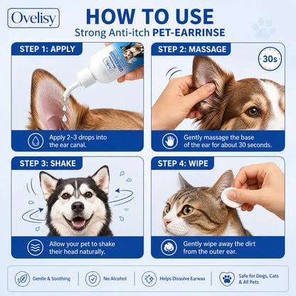 Gentle Pet Ear Wash | Odor-Free Cleaning for Dogs & Cats