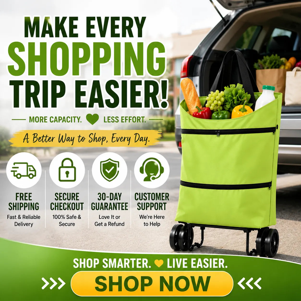 Foldable Shopping Cart - A Better Way to Shop, Every Day!