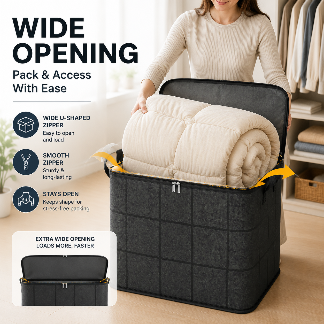 🔥 Hot sell! 🏠 XXL 180L Storage Bag – Large Capacity Moving & Closet Organizer for Quilts, Bedding & Sweaters.