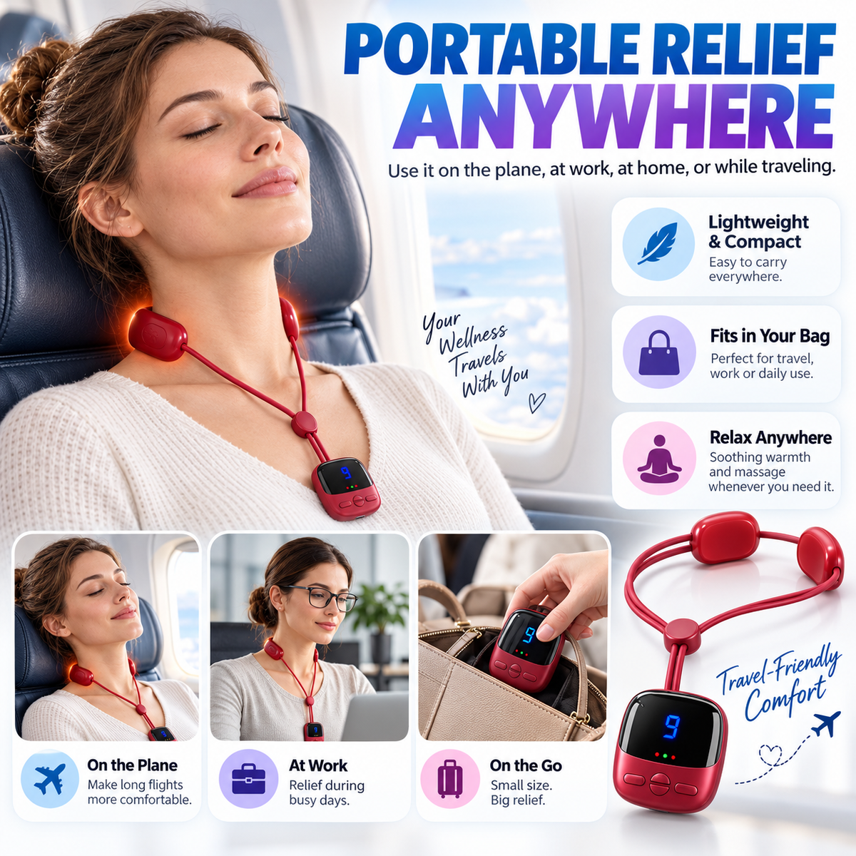 🔥Portable Neck Massager with Heat – Lightweight Comfort Anytime, Anywhere