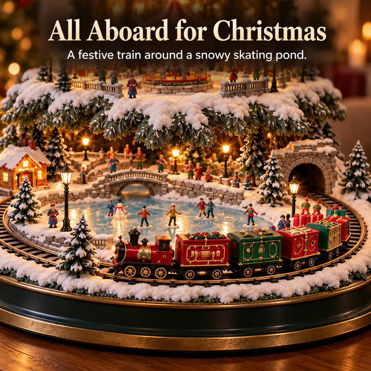 🎁🚂LAST DAY 49%✨ Lighted Christmas Village Tree with Train & Carousel✨