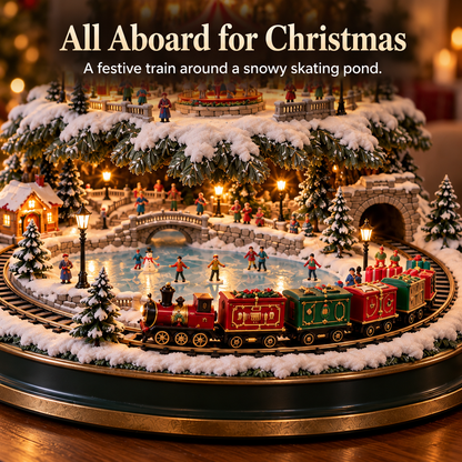 🎁🚂LAST DAY 49%✨ Lighted Christmas Village Tree with Train & Carousel✨