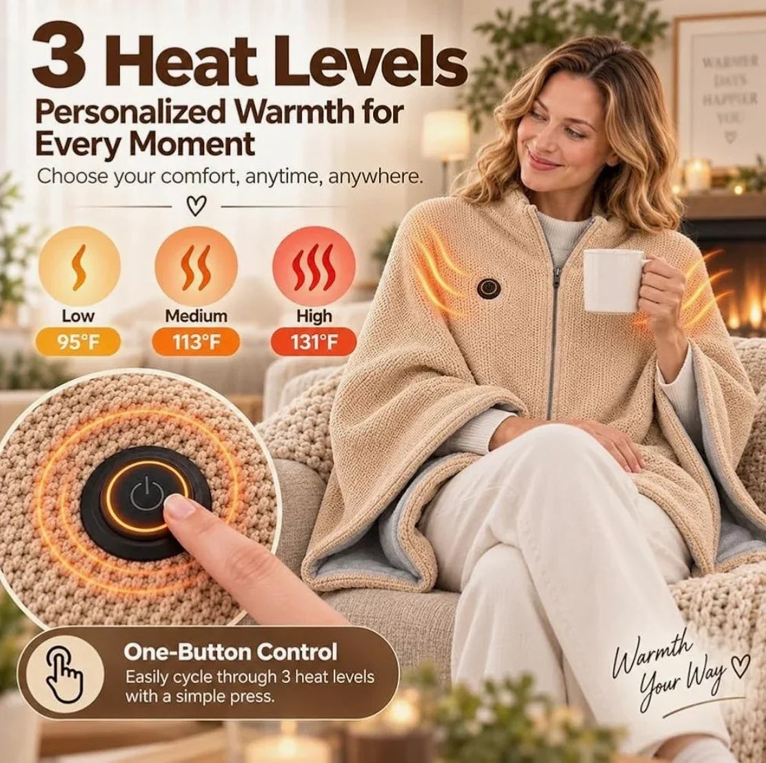 🔥 Christmas Sale — 50% OFF! ❄️ Stay Warm All Winter — Portable Electric Heated Blanket Shawl