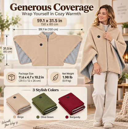 🔥 Christmas Sale — 50% OFF! ❄️ Stay Warm All Winter — Portable Electric Heated Blanket Shawl