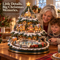 🎄Lighted Christmas Village Tree with Train & Carousel🎄