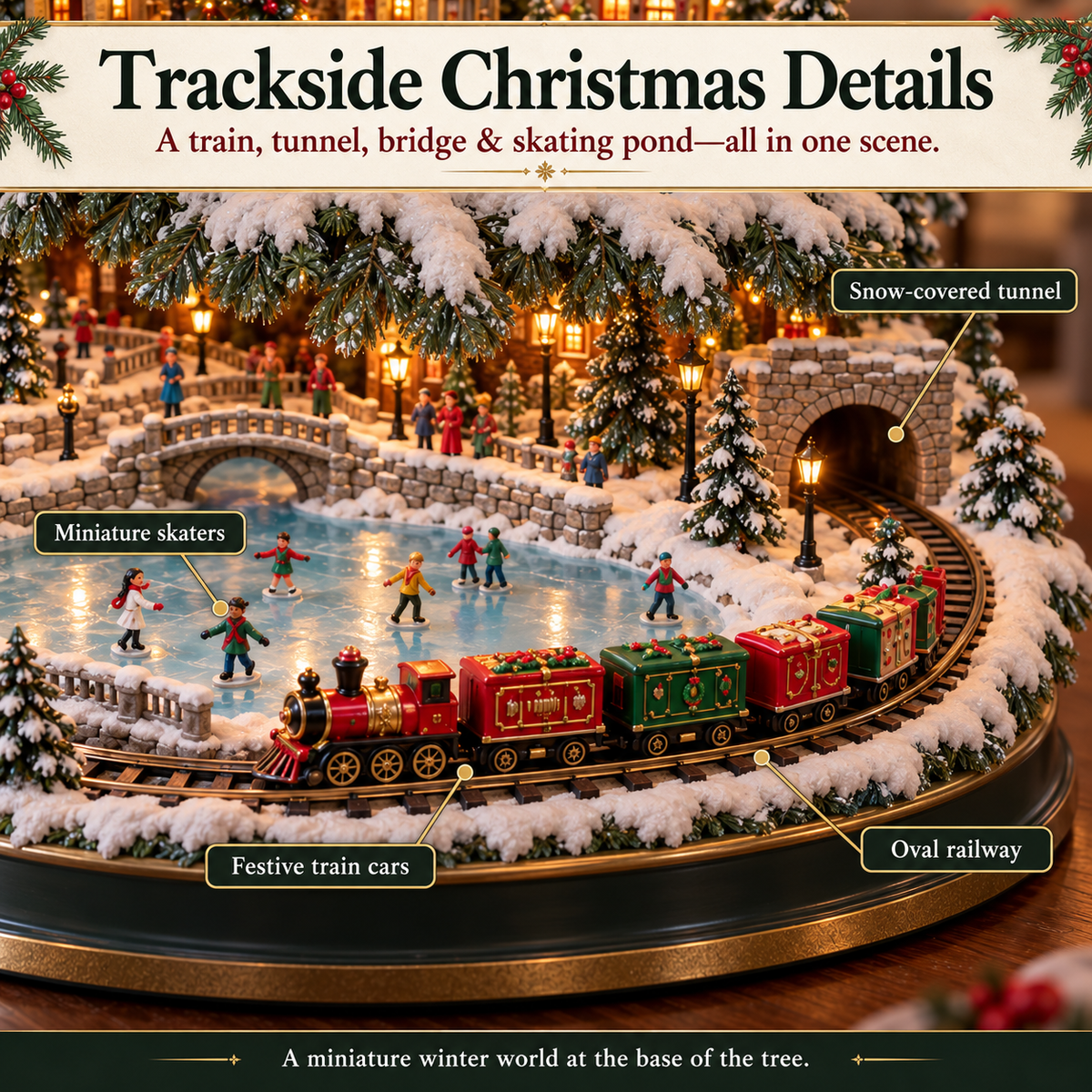 🎁🚂LAST DAY 49%✨ Lighted Christmas Village Tree with Train & Carousel✨