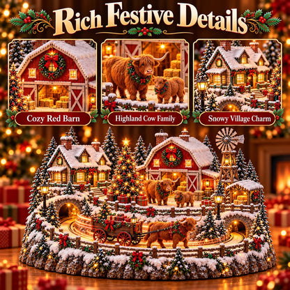 🐮 Highland Cow Christmas Farm Village – Lighted Farmhouse Holiday Décor 🎄✨