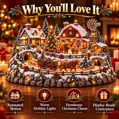 🐮 Highland Cow Christmas Farm Village – Lighted Farmhouse Holiday Décor 🎄✨
