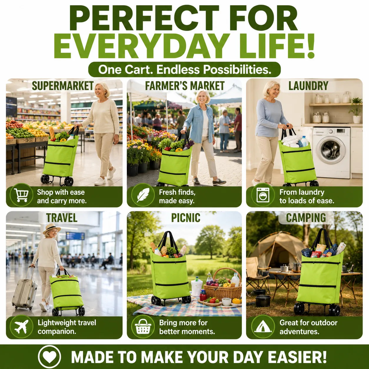 Foldable Shopping Cart - A Better Way to Shop, Every Day!
