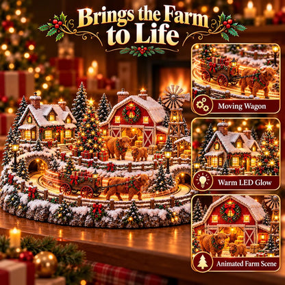 🐮 Highland Cow Christmas Farm Village – Lighted Farmhouse Holiday Décor 🎄✨