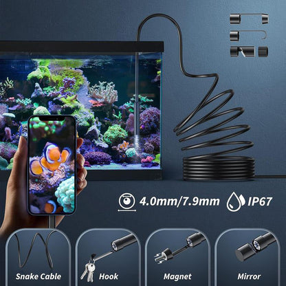 🎁✨HD Endoscope Camera for iPhone & Android – 1920P Inspection Scope with 8 Adjustable LED Lights 🔍📱