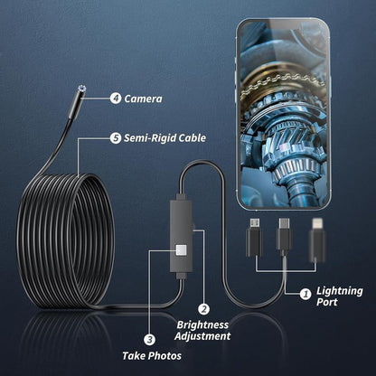 🎁✨HD Endoscope Camera for iPhone & Android – 1920P Inspection Scope with 8 Adjustable LED Lights 🔍📱