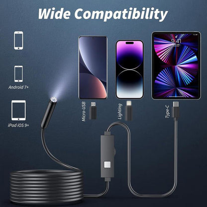 🎁✨HD Endoscope Camera for iPhone & Android – 1920P Inspection Scope with 8 Adjustable LED Lights 🔍📱
